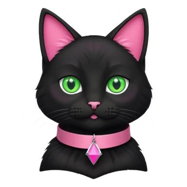Gatita negra con un collar triangular rosa sticker