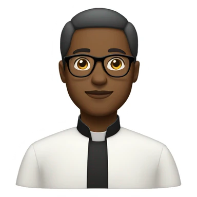 Black man, wearing prescription glasses, wearing cassock sticker