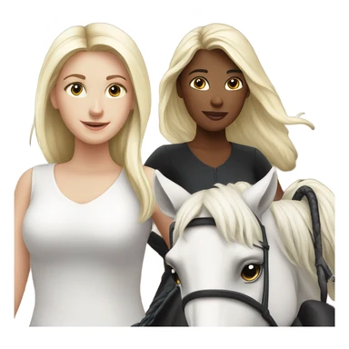White girl riding black horse and white girl riding white horse sticker