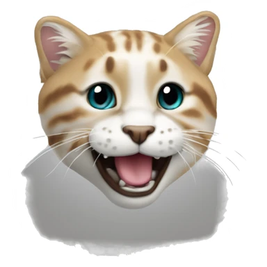 Белый пушистый кот с голубыми глазами на руках у хозяйки с кудрявыми волосами и зелеными глазами в платье sticker