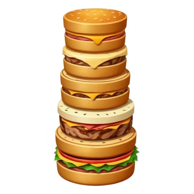 A savory food tower built from stacked meats sticker