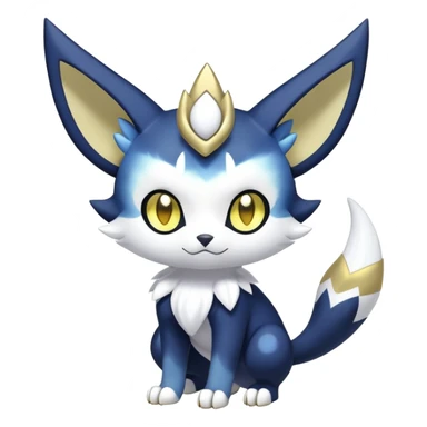 Shiny mExotic Colorfulj Excessive Mysterious Gothic Meowstic-Poochyena-Pokémon-Fakémon-hybrid-creature (full body) with pattern-markings with golden eyes sticker