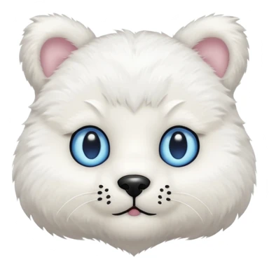 White teddy bear body, cat head with white fur and blue eyes iOS style sticker