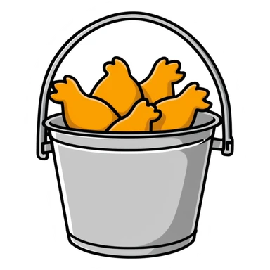 fried chicken in a silver steel bucket sticker