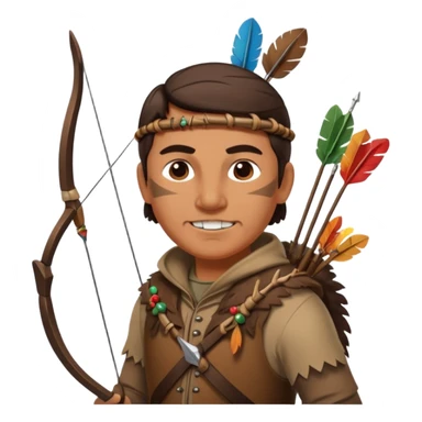 The classic middle-aged hunter with a bow and arrow on his back, dressed in brown with decorations made of feathers or bone teeth sticker