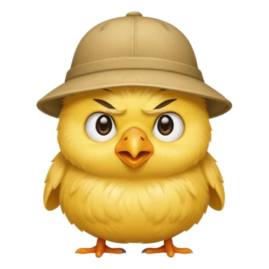 a grumpy chick wearing a hat sticker