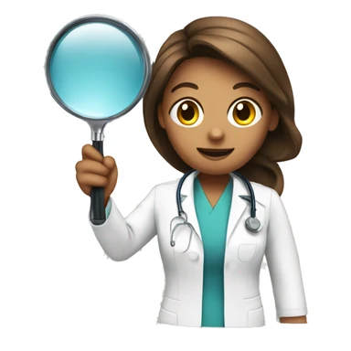 nurse holds magnifying glass sticker