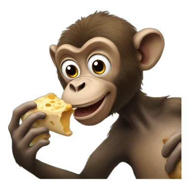 A monkey eating a cow sticker