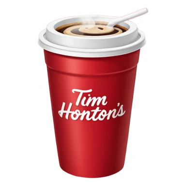 Tim Hortons coffee, it should be red cup with white write writing " Tim Hortons" and a White lid sticker