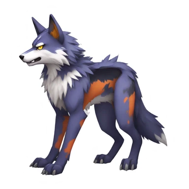  Cool Edgy Colorful Digimon-Fakemon-Wolf with edgy markings full body sticker