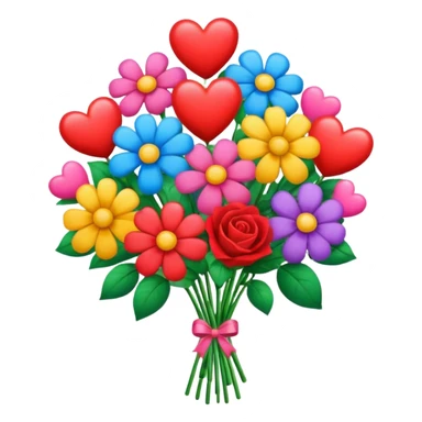 bouquet of flowers with hearts and kisses sticker