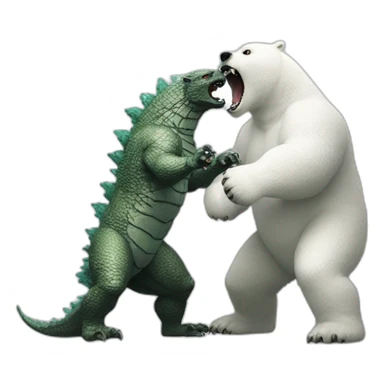 Godzilla fighting polar bear sticker