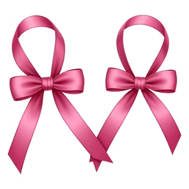 Two small thin Deep-Reddish-Pink cute ribbon-ties sticker