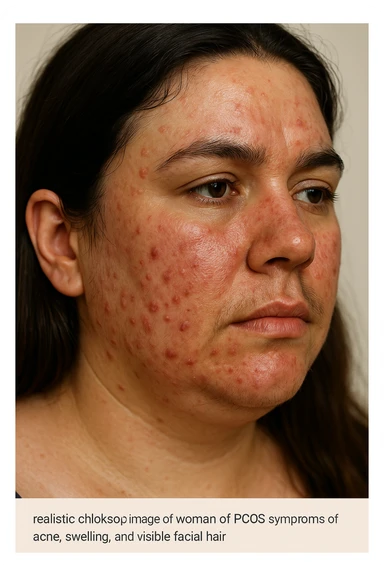 Acne gonfiore e peli per pcos donna immagine reale sticker