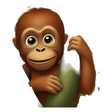 Baby orangutan in a tree one hand over his mouth sticker