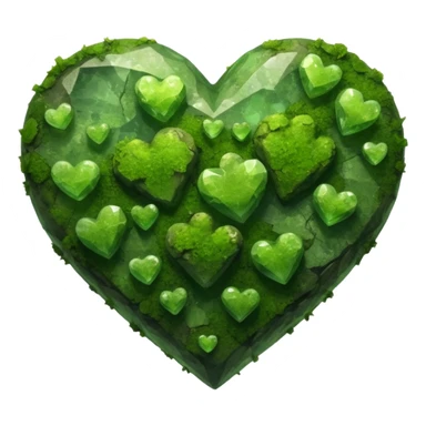mossy heart shaped natural crystal rock sticker