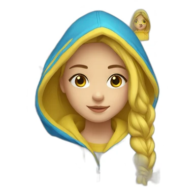 Ukrainian girl wearing hoodie in yellow and blue color sticker
