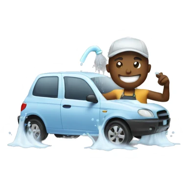 man washing a car sticker