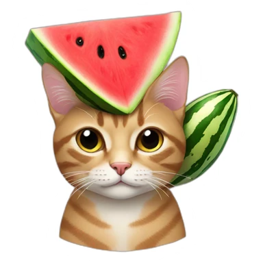 cat with watermelon hat sticker