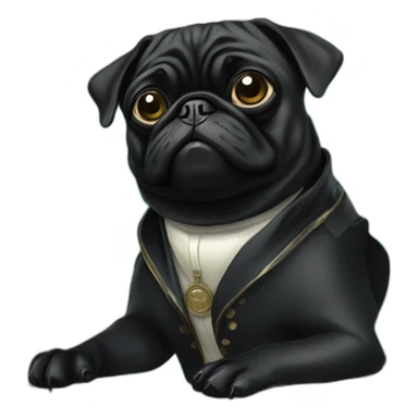 A cyberpunk black pug in Art Nouveau style during 1910 sticker