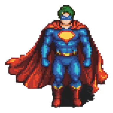 superhero with flowing cape sticker