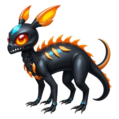 Shiny Evil Black And Orange Duskull-Salandit-Sylveon-Fakémon-hybrid-creature (full body)  sticker
