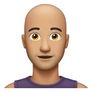 Bald man with makeup sticker