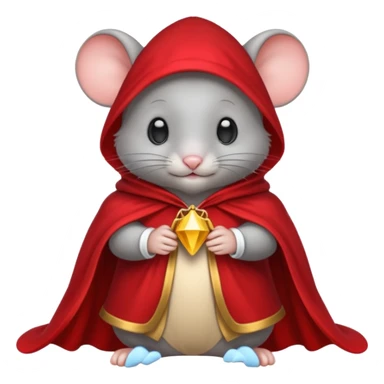 baby grey mouse, in magic red cloak sticker