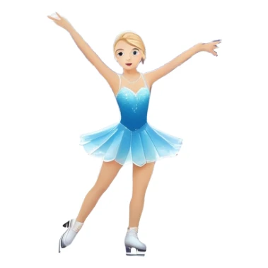 An icon featuring a shimmering rink, colorful spotlights, snowflakes gently falling from the sky, and an audience in the stands, with a snowy landscape visible through large windows with a graceful figure skater performing a spin on a sparkling ice rink. Transparent background. sticker