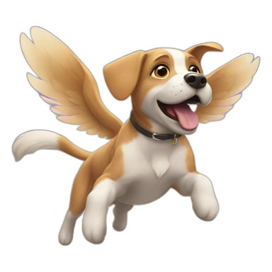 a dog is flying in the sky sticker