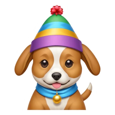 Dog in new yaer hat wrapped paper new yaer  sticker