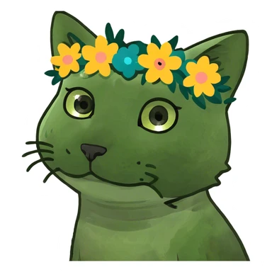 cat like a flower  sticker