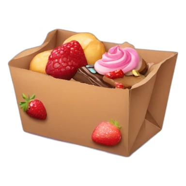 Cardboard bag with desserts sticker