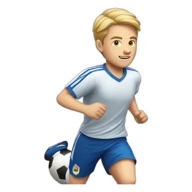 young white man with short hair soccer player running sticker