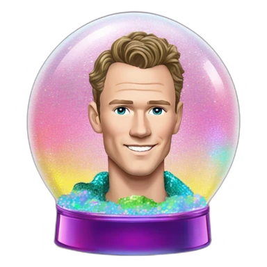 Jonathan Toews inside a rainbow sequin neon disco snow globe with pastel roses sticker