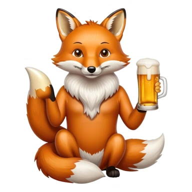 Fox drink beer  sticker