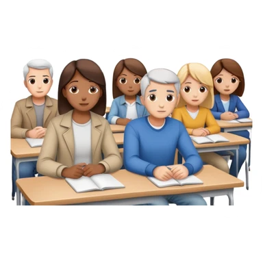 adults sitting in a classroom facing away sticker