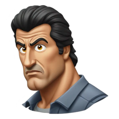 sylvester stallone serious cartoon wearing shirt sticker