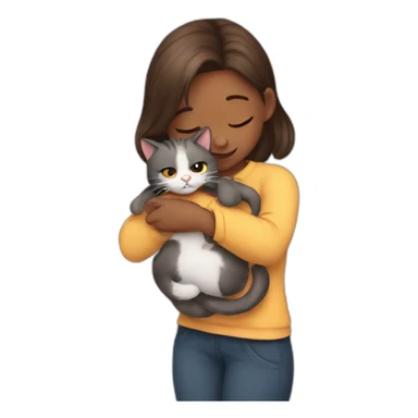 girl hug a cat sticker