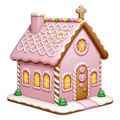 light pink and gold and white gingerbread house sticker