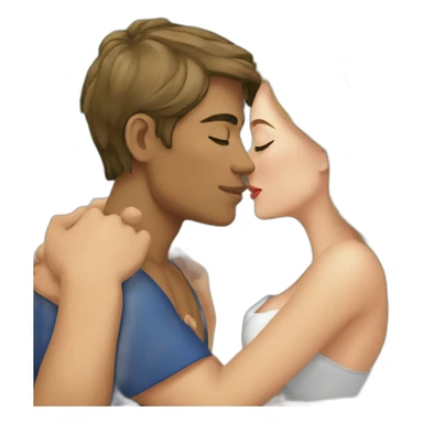 at the beach young metis man and white woman kiss love sticker