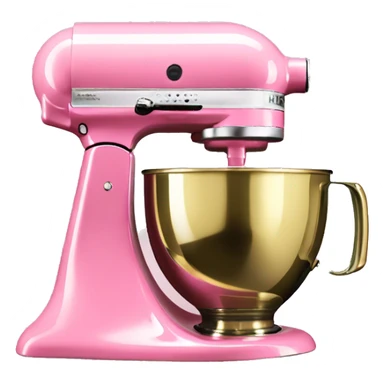 Realistic pink kitchenaid mixer with gold hardware. sticker