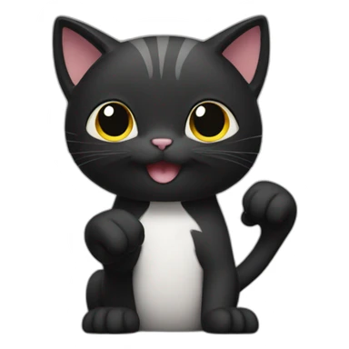 blackcat waving sticker