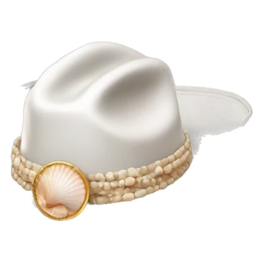 White cowgirl hat with seashell band sticker