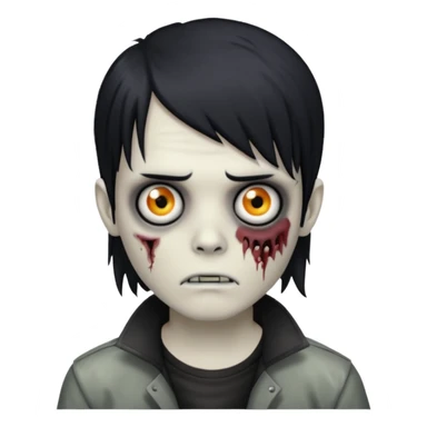 Make a zombie boy with black mullet emo hair  sticker