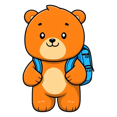 Colorful bear with backpack sticker sticker