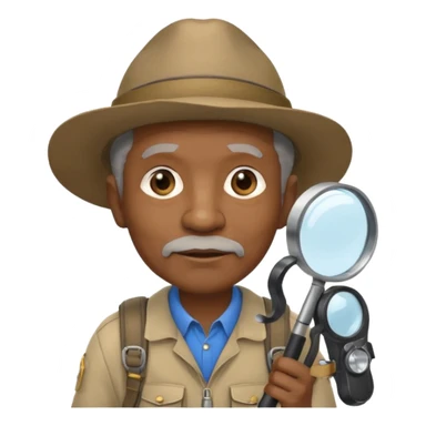 Explorer old black Man with backpack and magnifying glass sticker