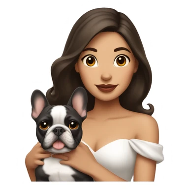 Princess brunette Latina with French bulldog  sticker