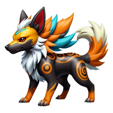 Shiny Gothic Exotic Punk’ish Cool Colorful Epic Futuristic Houndoom-Arcanine-Zorua-Torracat-Pokémon-Fakémon-hybrid-creature sticker