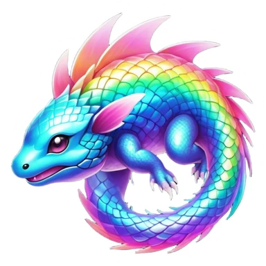 Shiny sparkly transparent bioluminescent luminescent vibrant bright pastel dark exotic tropical iridescent colorful nebula rainbow gradients cyber-Protogen-Fakémon-Pokémon-Vernid-creature sticker